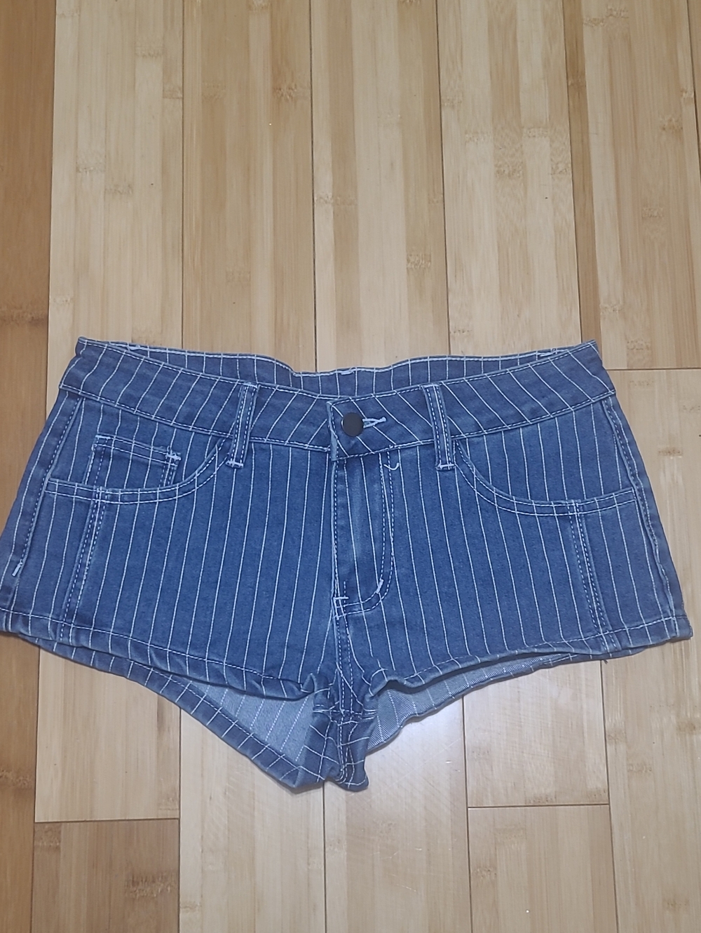 Striped Blue Women's Denim Shorts